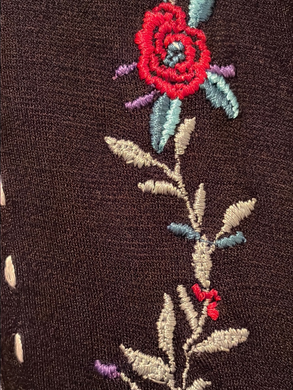 Teddi Black Patchwork Button-Up Blouse with Pink Floral Embroidery - Picture 5 of 11